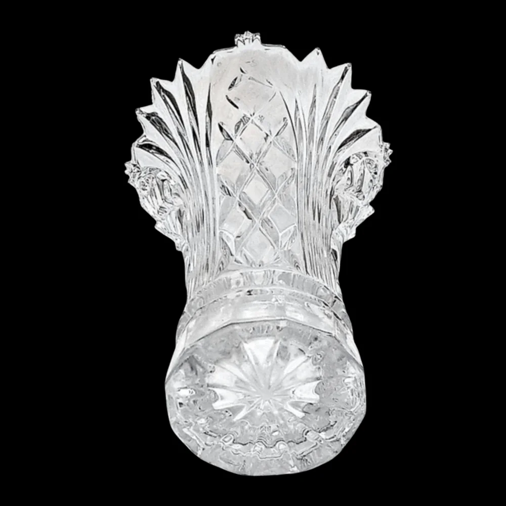 Fifth Avenue Crystal Tall Cut Glass Vase Fan & Diamond Cuts 9.5